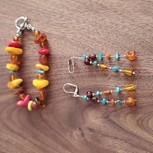 Amber Bracelet & Earring Set